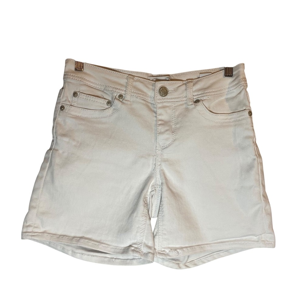 Seven7 White Denim Shorts Embellished Pockets Casual Summer Size 6 Mom‎ Shorts